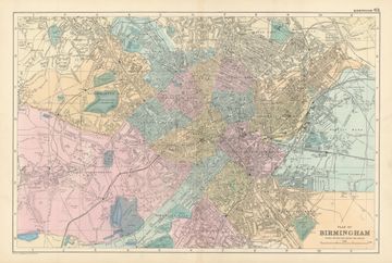 Antique map of Birmingham