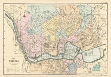 Antique map of Bristol