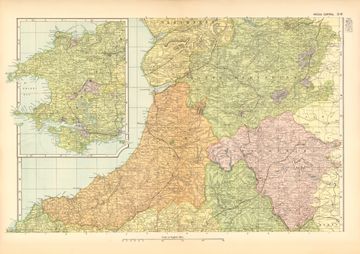 Antique map of Central Wales