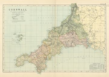 Antique map of Cornwall