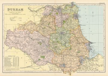 Antique map of Durham