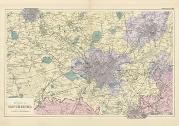 Antique map of Greater Manchester