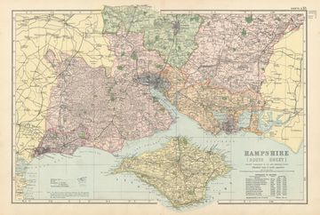 Antique map of Hampshire & Isle of Wight