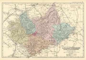 Antique map of Leicestershire