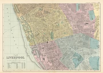 Antique map of Liverpool South