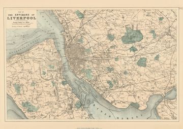 Antique map of Merseyside