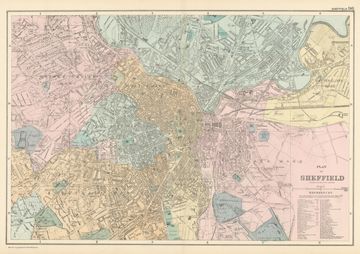 Antique map of Sheffield