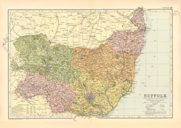 Antique map of Suffolk