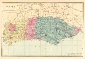 Antique map of Sussex